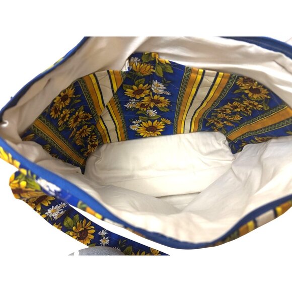 Like New Quilted Sunflower Print Shoulder Bag & Pouch Set Storage - Picture 8 of 11